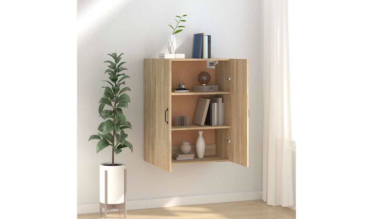 Walplus Engineered Wood Wall Mounted Cabinet - Light Oak - 69.5 x 34 x 90 cm