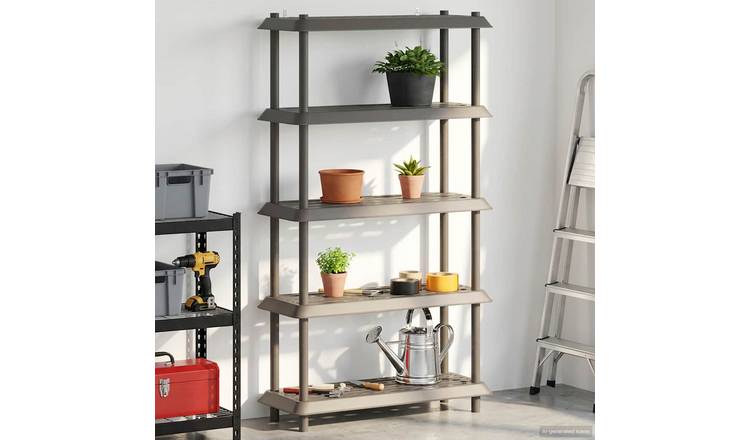 Walplus 5 Tier Shelving Unit - Light Grey - 100 x 40 x 177 cm