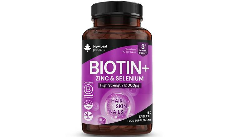 New Leaf Biotin Plus Zinc and Selenium Minerals 12000mg - 180 Tablets