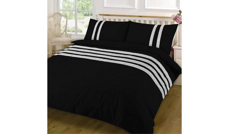 HomeSpace Direct Lace Dia Black Duvet Cover Set - Double