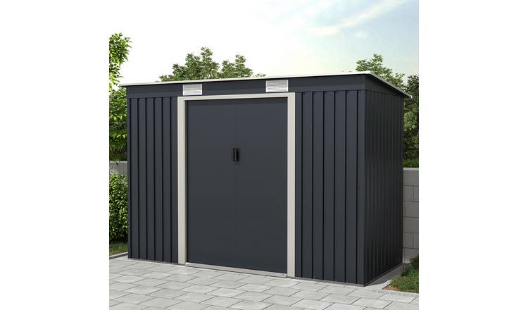 Charles Bentley 8.6ft x 4ft Metal Galvanised Steel Shed - Navy Blue