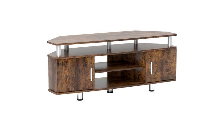 HOMCOM TV Unit Cabinet for TVs up to 55 Inches with Cupboard - Rustic Brown