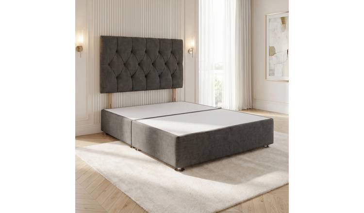 Somnior Chester Linen Small Double Divan Bed with Headboard - Charcoal