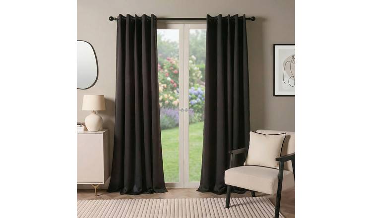 OHS Essentials Plain Eyelet Blackout Curtains 168 x 229cm - Black