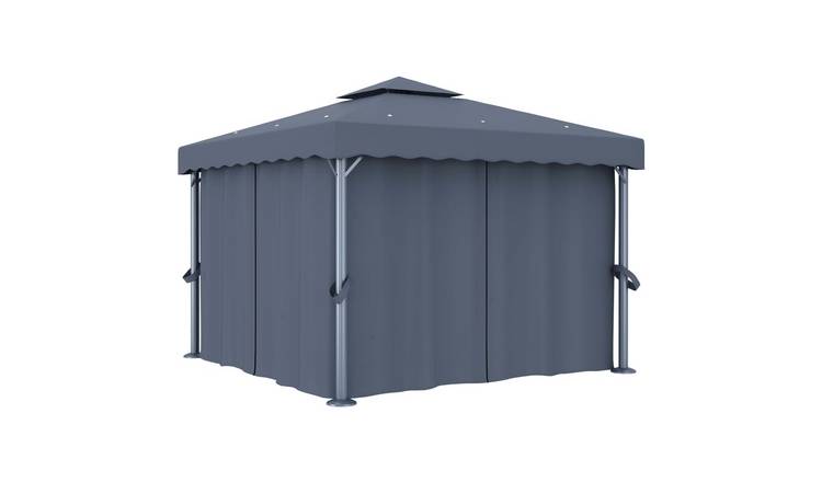 Walplus 3 x 3 m Aluminium Gazebo with Curtain - Anthracite