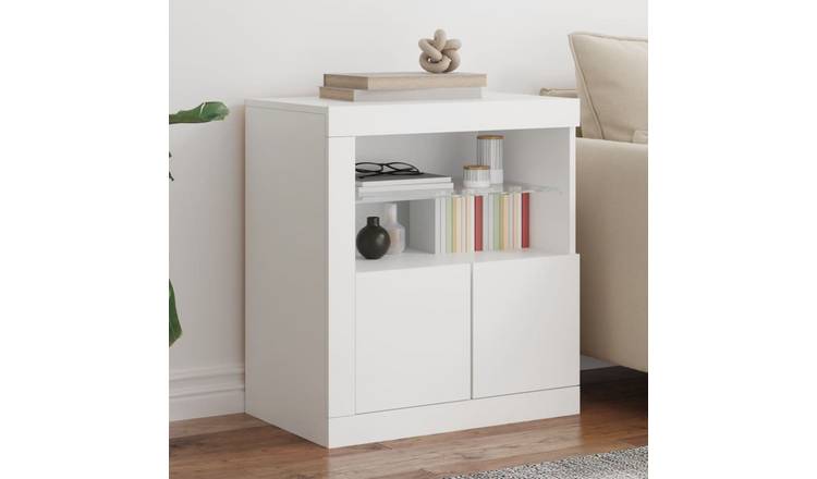 Walplus LED Engineered Wood Sideboard - White - 60.5 x 37 x 67 cm