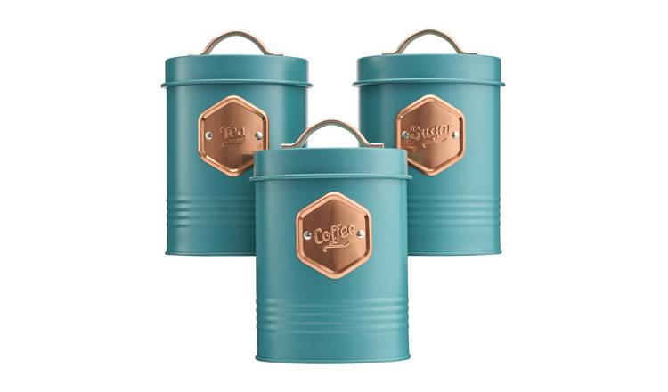 Cooks Professional 3pc Tea, Coffee and Sugar Kitchen Storage Set - Teal/Copper