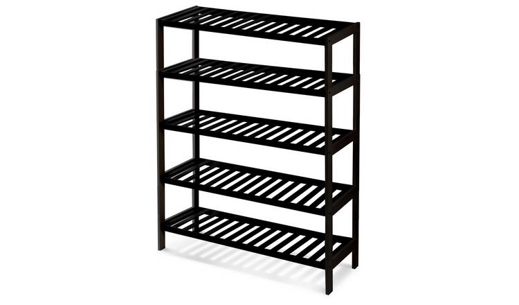 Keplin 5 Tier 15 Pair Bamboo Shoe Rack - Black