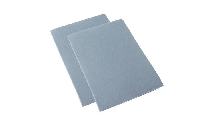 Homescapes Pack of 2 Brushed Egyptian Cotton Cot Flat Sheets - Blue