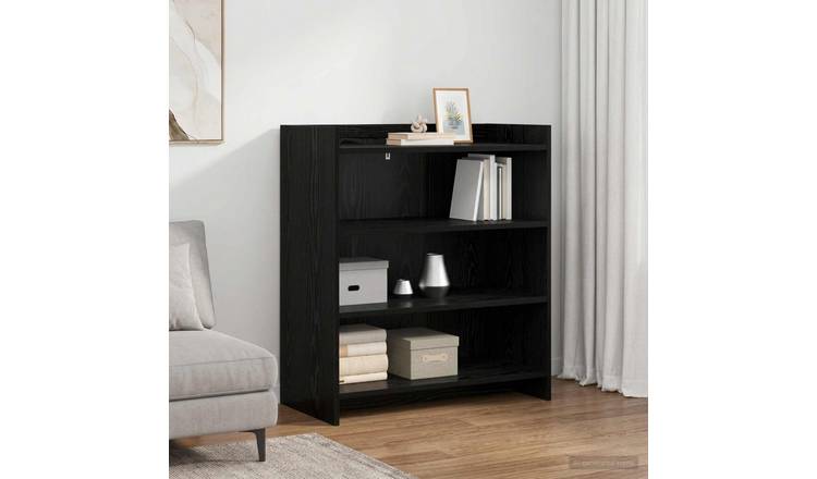 Walplus 3 Shelf Rectangular Sideboard - Black Oak - 75 x 36 x 80 cm