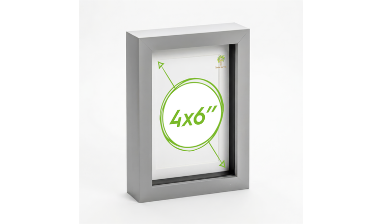 Nicola Spring 3D Box Photo Frame - 4 x 6" - Grey