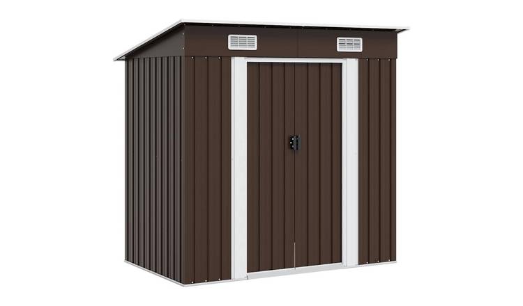 Walplus Galvanised Steel Garden Storage Shed - Brown - 194 x 121 x 181 cm