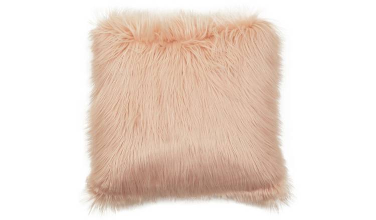 Orsina Bosie Mongolian Faux Fur Square Cushion – Pink