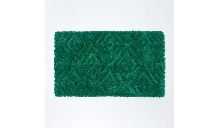 Homescapes Ikat Pattern Bath Mat - Green