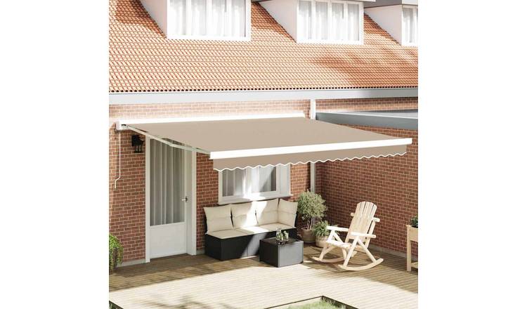 Walplus Polyester Awning Replacement Fabric - Beige - 400 x 350 cm - 4 x 3.5 cm