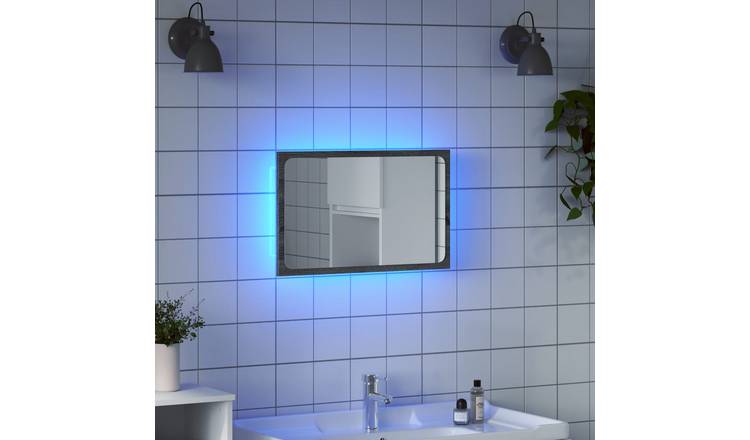 Walplus LED Engineered Wood Bathroom Mirror - Grey Sonoma - 60 x 8.5 x 38 cm