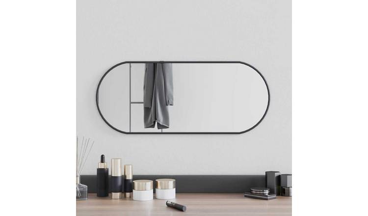 Walplus Oval Glass Wall Mirror - Black - 60 x 25 cm