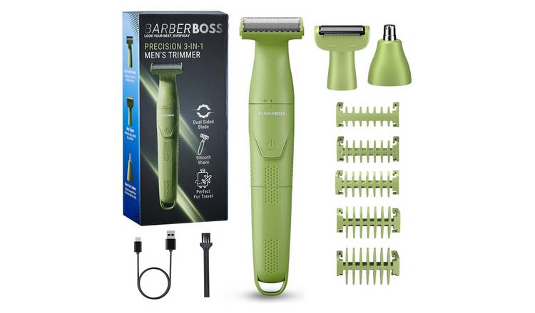 BarberBoss 3-in-1 Men’s Grooming Kits Detail Trimmer & Foil Shaver - Green
