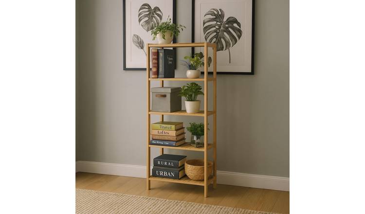 Neo 5 Tier Adjustable Bamboo Storage Shelf - Natural