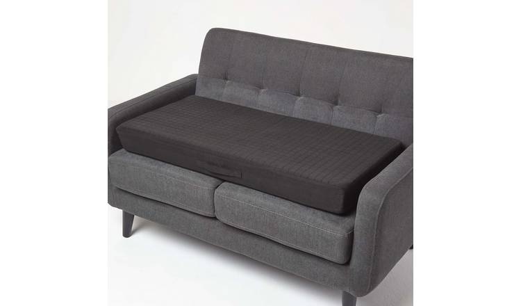Homescapes Faux Suede Orthopaedic Foam 2 Seater Sofa Booster Cushion - Black