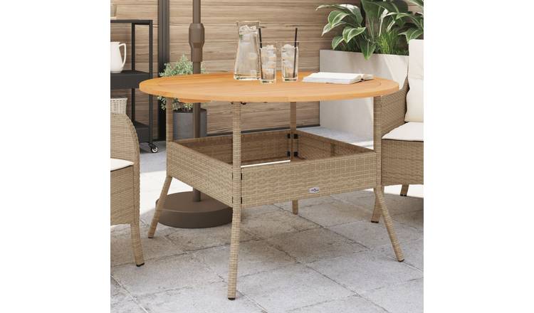 Walplus Poly Rattan Garden Table - Beige - 110 x 71 cm