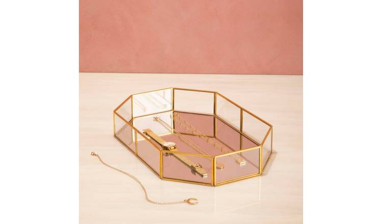 Orsina Beauty Vintage Glass Octagonal Jewellery Tray