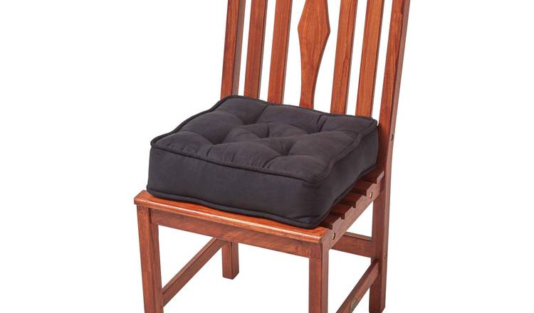 Homescapes Faux Suede Dining Chair Booster Cushion - Black