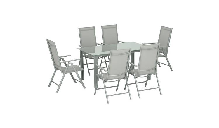 Outsunny 6 Seater Outdoor Garden Bistro Set with Table - Grey