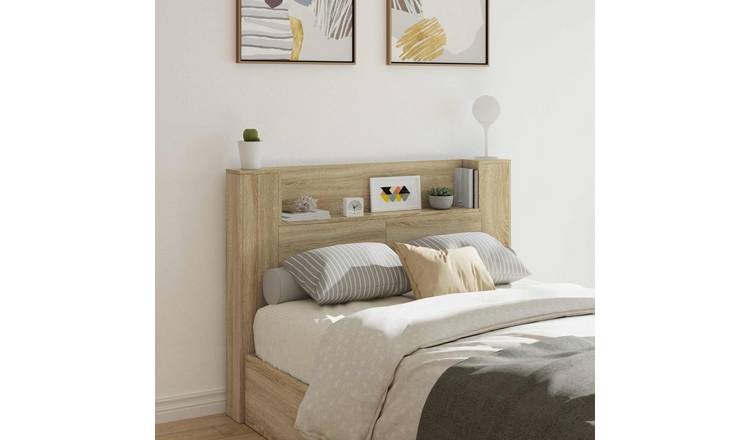 Walplus Engineered Wood LED Headboard Cabinet - Sonoma - 140 x 16.5 x 103.5 cm