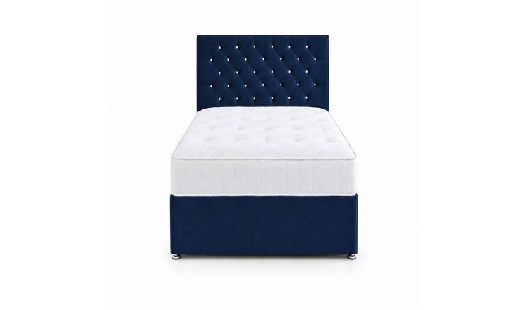 Comfy Deluxe 4ft6 Double      Velvet  Divan Bed Set -  Blue