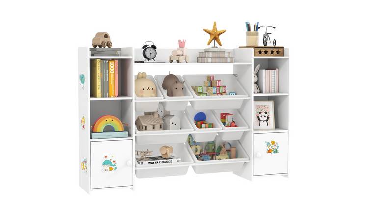 AIYAPLAY 4 Tier Wooden Storage Bookcase Kids Storage Shelf - White
