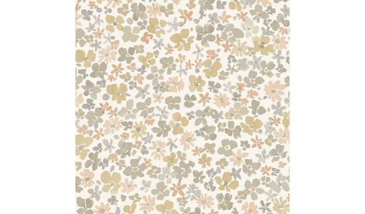 Grandeco Veronica Ditsy Daisy Floral Nursery Textured Wallpaper - Ochre Beige