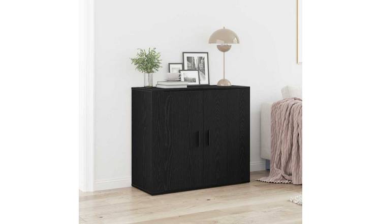 Walplus Engineered Wood Sideboard - Black Oak - 80 x 33 x 70 cm