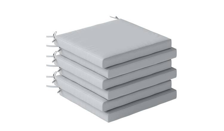 Outsunny Set of 6 Outdoor Water Repellent Chair Cushions - Light Grey