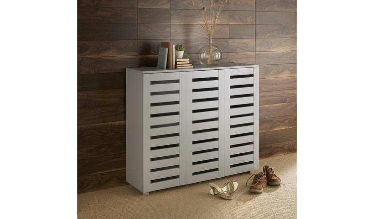 Home Source Oslo 3 Door Shoe Storage Cabinet - Grey