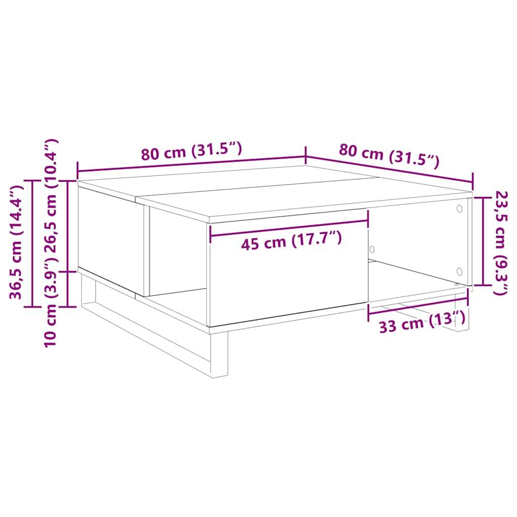 Walplus Black Legged Coffee Table - Old wood - 80 x 80 x 36.5 cm - Image 7