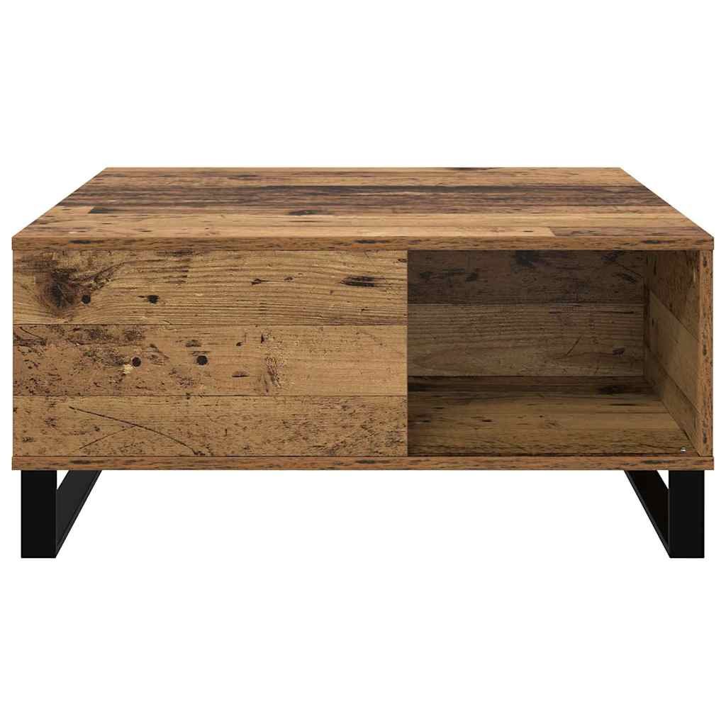 Walplus Black Legged Coffee Table - Old wood - 80 x 80 x 36.5 cm - Image 4