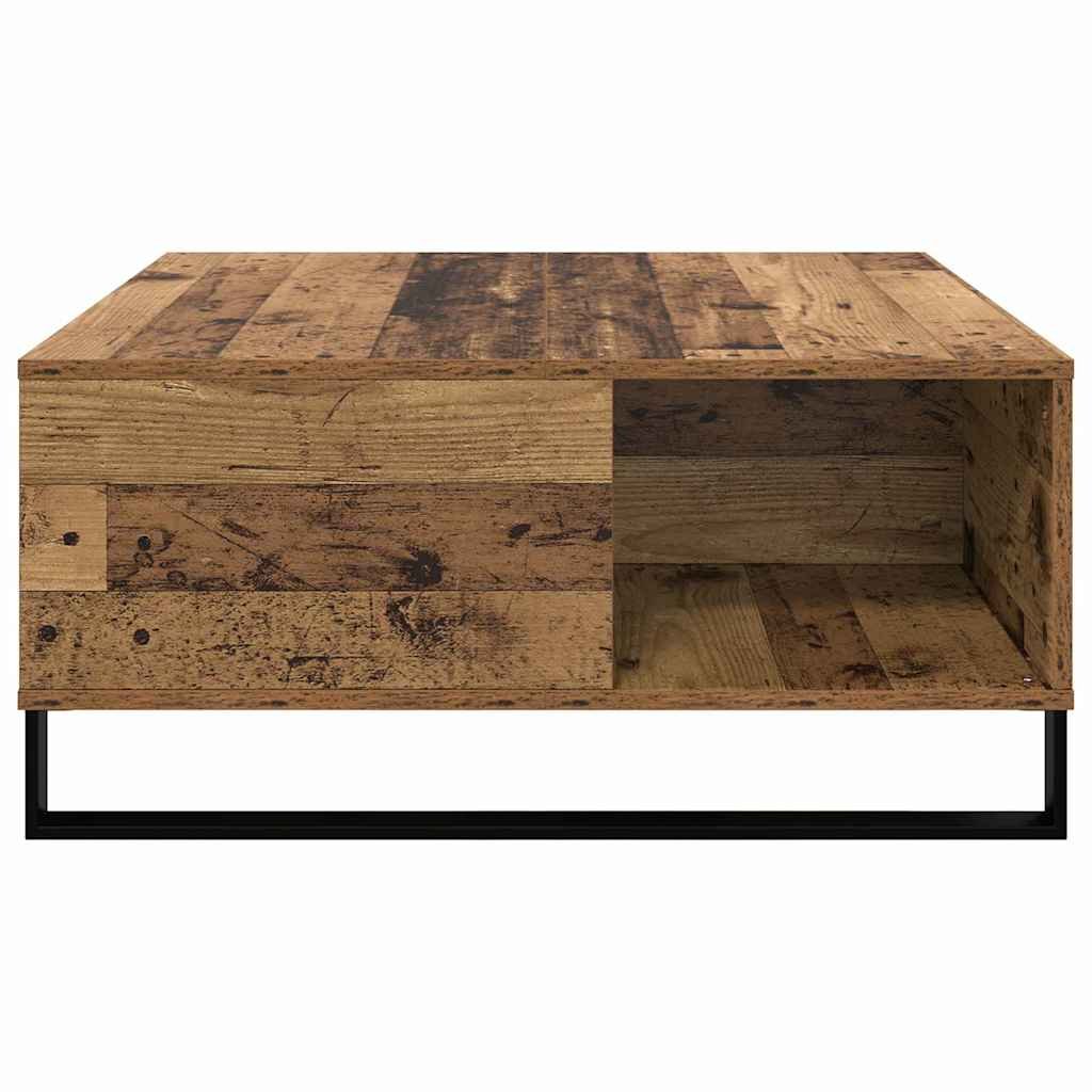Walplus Black Legged Coffee Table - Old wood - 80 x 80 x 36.5 cm - Image 5