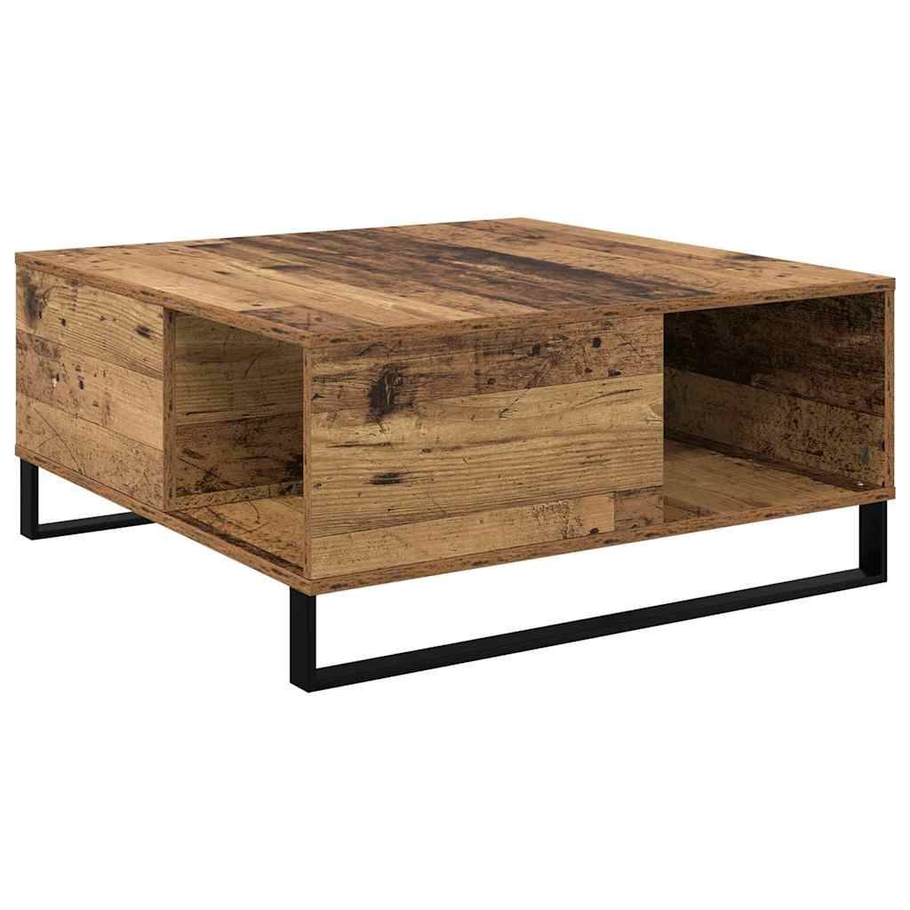 Walplus Black Legged Coffee Table - Old wood - 80 x 80 x 36.5 cm - Image 6