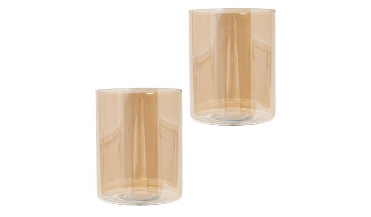 Happy Homewares Pair of Amber Tinted Glass Pendant Shade - 12cm