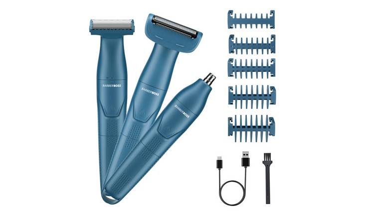 BarberBoss 3-in-1 Men’s Grooming Kits Detail Trimmer & Foil Shaver - Blue