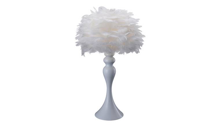 Living and Home White Feather Table Lamp