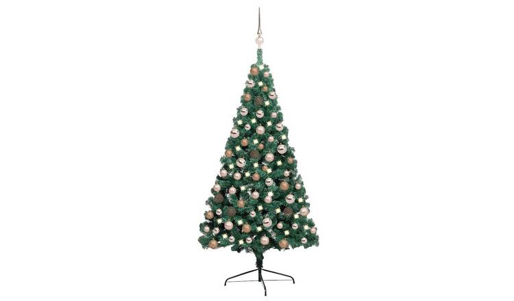 Walplus 150 LED Lights Half Pre-lit Artificial Christmas Tree - Green - 120 cm