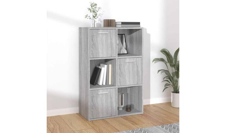Walplus Engineered Wood Storage Cabinet - Grey and Oak - 60 x 29.5 x 90 cm