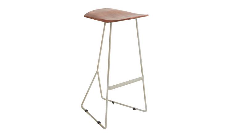 Buy Orsina Nandri Acacia Wood Bar Stool – Natural & Antique Silver