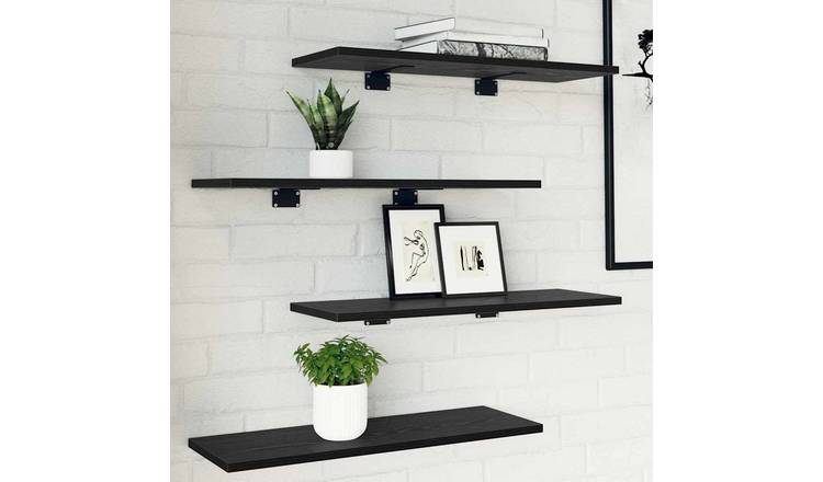 Walplus 3 Tier Engineered Wood Bookshelf - Black - 60 x 20 x 1.5 cm