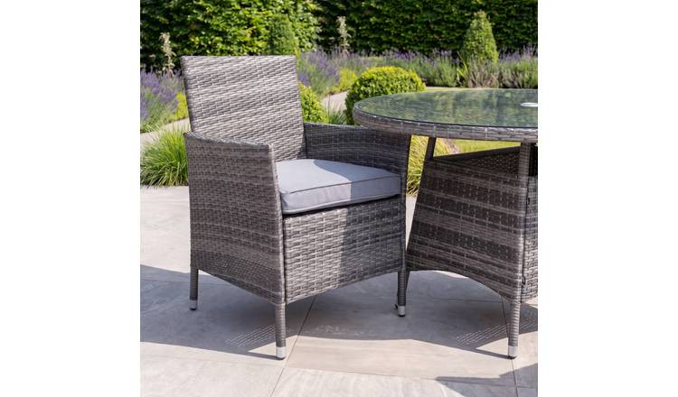 Charles Bentley Garden Outdoor Pair of Rattan Dining Chairs - Grey