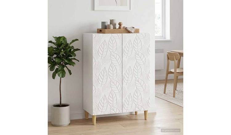 Walplus 2 Door Rectangular Sideboard - High Gloss White - 66 x 34.5 x 90 cm