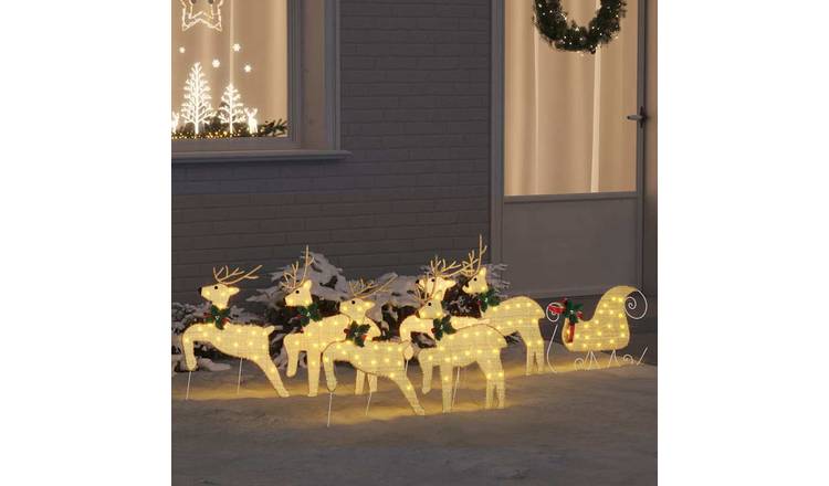 Walplus Pack of 7 LED Reindeer - Gold - 43 x 18 x 66 cm