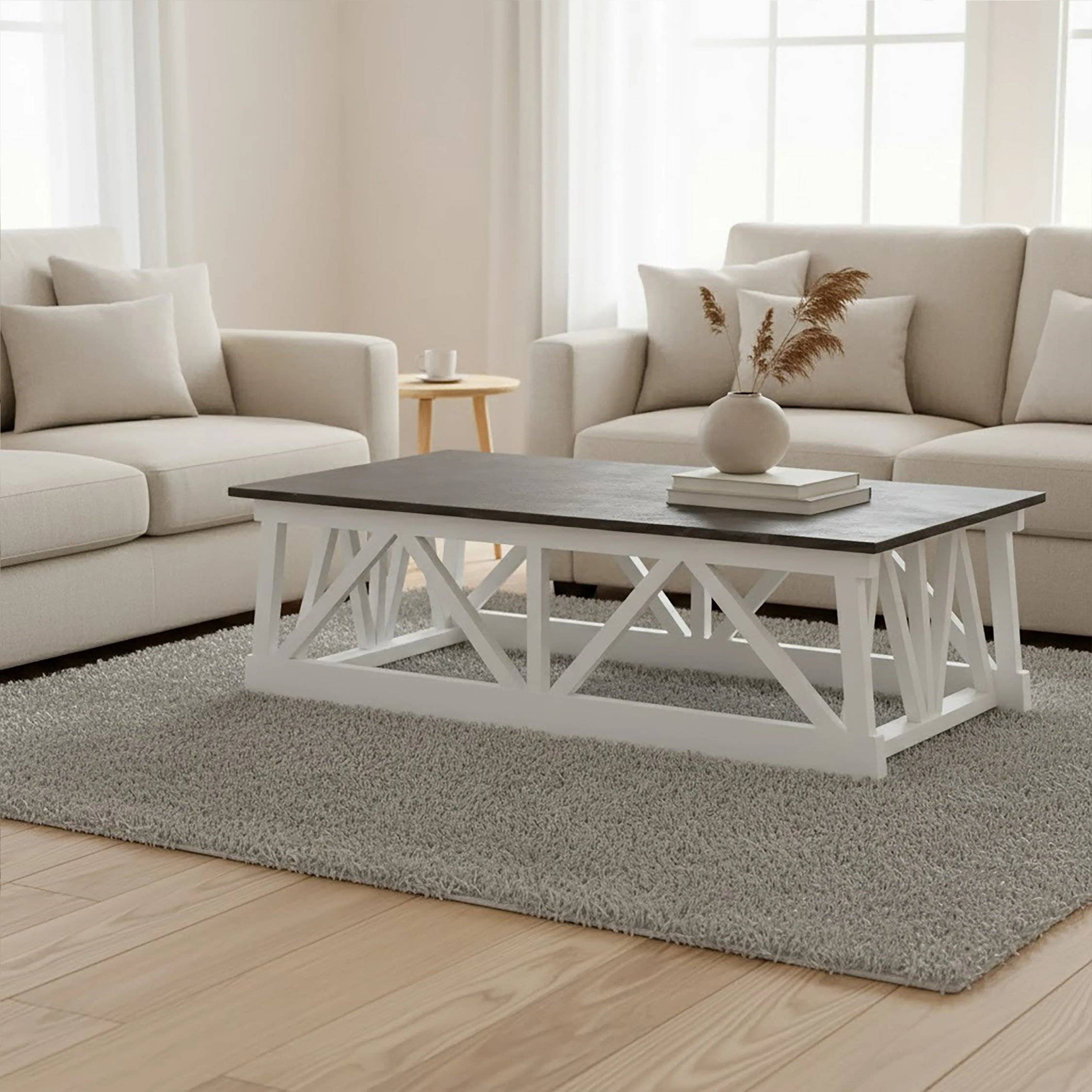 Orsina Monas Marble-Effect Coffee Table - Black and White - Image 2